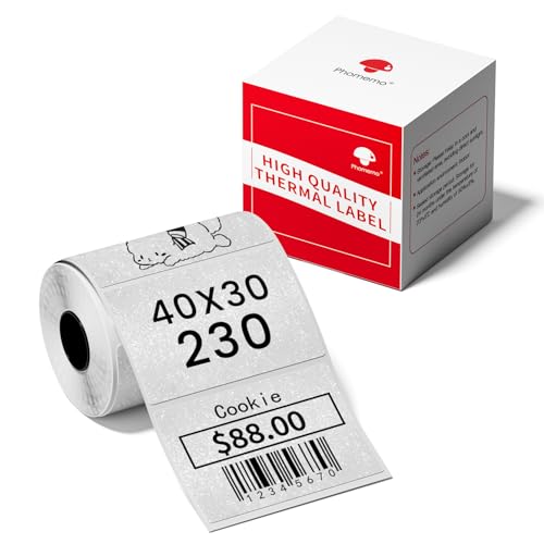 Phomemo M110 Thermal - Silver Glitter Etiketten Multifunktionale Selbstklebeetiketten, 40x30mm farbige Etiketten, 230 pro Rolle, 3 Rollen von Phomemo