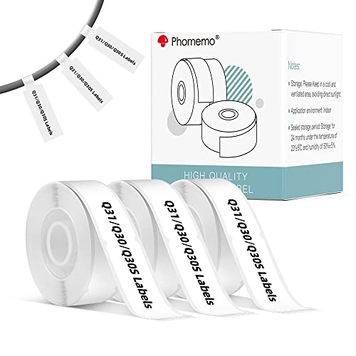 Kabel-Etiketten, Phomemo Q31/Q30 Selbstklebende weiße Aufkleber, wasserfest und reißfest, kompatibel mit Colorwing Q30, für Phomemo Q31/Q30/Q30S Bluetooth-Etikettendrucker-3 Rollen von Phomemo