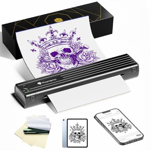 Phomemo TP83 Tattoo Drucker Bluetooth, Tattoo Stencil Drucker mit 10Pcs Transferpapier, Thermodrucker Tattoo für Tattoo Künstler & Anfänger, Schablone Drucker Kompatibel mit iPad Telefon PC Phomemo TP83 Tattoo Drucker Bluetooth, Tattoo Stencil Drucker mit 10Pcs Transferpapier, Thermodrucker Tattoo für Tattoo Künstler & Anfänger, Schablone Drucker Kompatibel mit iPad Telefon PC von Phomemo