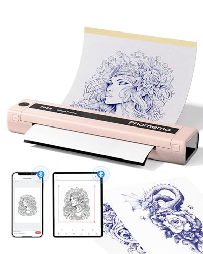 Phomemo TP88 Tattoo Drucker Rosa, Thermodrucker Tattoo Stencil Drucker, Bluetooth Tattoo Thermal Printer, Wireless Tattoo Printer Tragbarer mit 10pcs Tattoo Transferpapier für Smartphone & PC Phomemo TP88 Tattoo Drucker Rosa, Thermodrucker Tattoo Stencil Drucker, Bluetooth Tattoo Thermal Printer, Wireless Tattoo Printer Tragbarer mit 10pcs Tattoo Transferpapier für Smartphone & PC von Phomemo