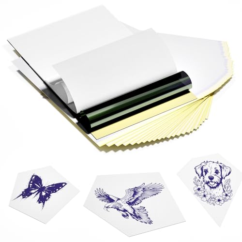Phomemo Tattoo-Papier für Thermodrucker, Schablonenpapier zum Tätowieren, Transferpapier zum Zeichnen, Tattoo-Transferpapier für temporäre Tätowierungen, 35 Stück, A4 Größe Phomemo Tattoo-Papier für Thermodrucker, Schablonenpapier zum Tätowieren, Transferpapier zum Zeichnen, Tattoo-Transferpapier für temporäre Tätowierungen, 35 Stück, A4 Größe von Phomemo