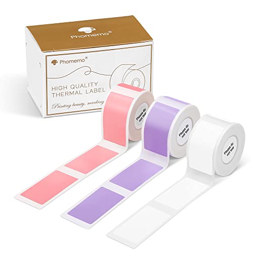 Phomemo D50 Thermoetikett, 3 Rollen selbstklebendes Etikett, 20 mm x 40 mm, kompatibel mit Phomemo D50 Etikettendrucker, für Zuhause, Schule, 150 Etiketten/Rolle, 3 Rollen (Weiß, Rosa, Lavendellila) Phomemo D50 Thermoetikett, 3 Rollen selbstklebendes Etikett, 20 mm x 40 mm, kompatibel mit Phomemo D50 Etikettendrucker, für Zuhause, Schule, 150 Etiketten/Rolle, 3 Rollen (Weiß, Rosa, Lavendellila) von Phomemo