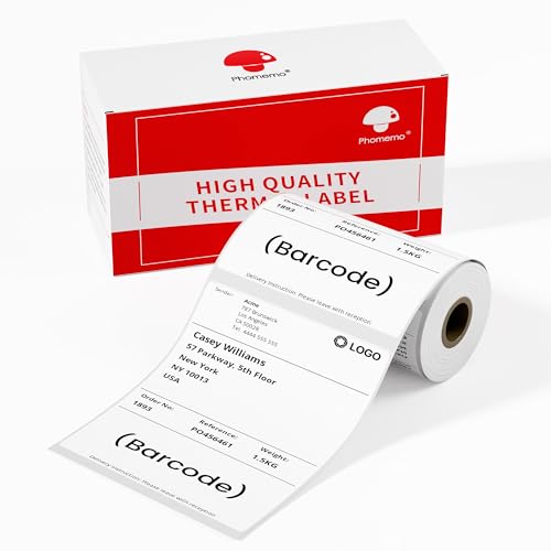 Phomemo Thermoetiketten Versandetiketten, 80 Stück 85mm x 102mm, Rollenetiketten Thermodrucker-Etiketten für Versandetiketten, Adresse, Post, kompatibel mit M421 Label Printer von Phomemo