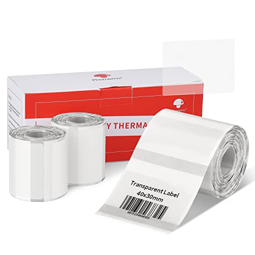 3 Rollen Phomemo m110 Drucker-Etiketten, 40x30mm Transparentes Etikett, Selbstklebende Thermodirekt-Etiketten Drucker-Etikettenpapier für Phomemo M110 M120 M220 M221 M200 Etikettendrucker von Phomemo