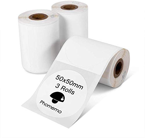 Phomemo 3 Rollen Multifunktionales rundes Etikett, 50 x 50 mm (1,96"x 1,96"), 140 Etiketten/Rolle, Insgesamt 3 Rollen, Kompatibel mit Phomemo M110 M200 M120 M220 M221 Etikettendruckern von Phomemo