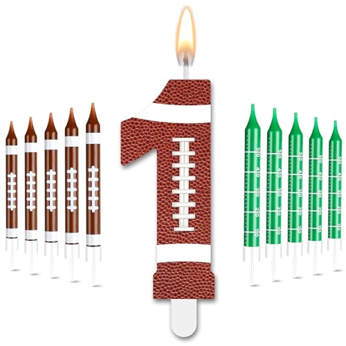 Photect 11 Stück American Football Kerzen: Fußballmotiv Kerzen Topper für Jungen Mädchen Kinder Partyzubehör (Nummer 1) von Photect