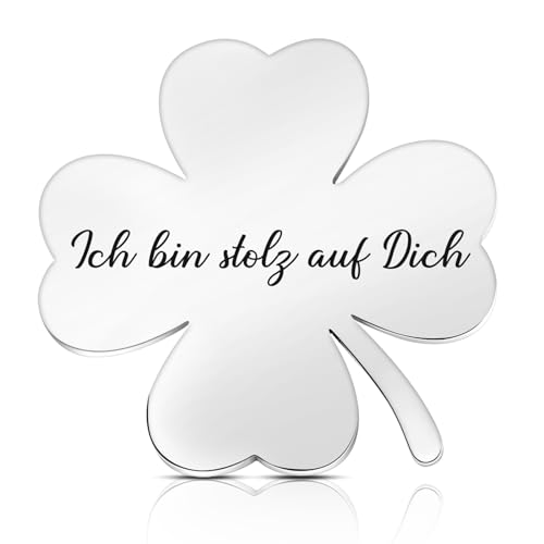 Photect Vierblättriges Kleeblatt Glücksbringer Charms Ich Bin Stolz auf Dich Glücksbringer Kleeblatt Handschmeichler Glücksklee Geschenk für Prüfung Mutmacher Geschenk Kinder Kollegen Freunde von Photect