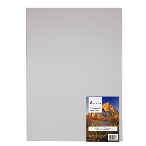 Photolux Professional Matte Paper 180 gsm Fotopapier in Premiumqualität DIN A3 (297x420mm) 50 Blatt von Photolux