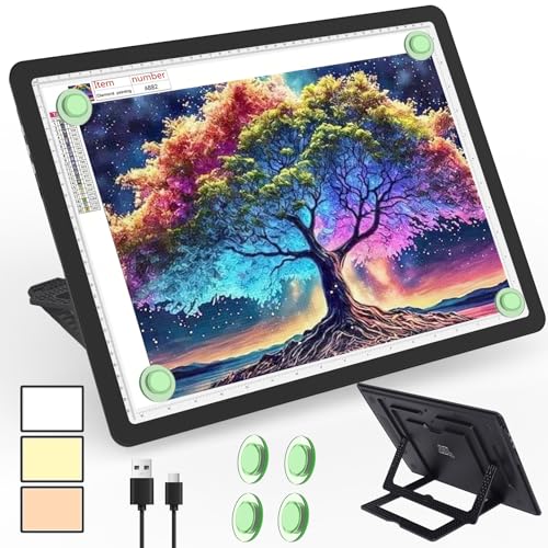 Phylosal A3 Leuchttisch mit Ständer, Wiederaufladbares Magnetische Leuchtplatte mit Seitentaste, Superhelle Tracking Leuchtkasten für Zeichnen, Light Pad für Diamond Painting,Skizzieren,Designen,Black Phylosal A3 Leuchttisch mit Ständer, Wiederaufladbares Magnetische Leuchtplatte mit Seitentaste, Superhelle Tracking Leuchtkasten für Zeichnen, Light Pad für Diamond Painting,Skizzieren,Designen,Black von Phylosal