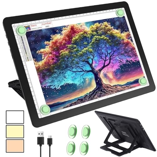 Phylosal A4 Leuchttisch mit Ständer, Wiederaufladbares Magnetische Leuchtplatte mit Seitentaste, Superhelle Tracking Leuchtkasten für Zeichnen, Light Pad für Diamond Painting, Skizzieren, Designen Phylosal A4 Leuchttisch mit Ständer, Wiederaufladbares Magnetische Leuchtplatte mit Seitentaste, Superhelle Tracking Leuchtkasten für Zeichnen, Light Pad für Diamond Painting, Skizzieren, Designen von Phylosal