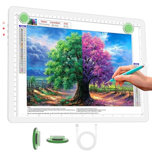Phylosal Wiederaufladbare A4 LED Lichtpad für Diamantmalerei, ultradünne magnetische Tracing Light Box zum Zeichnen, Diamond Art Light Board mit Seitentaste, super heller Leuchttisch zum Skizzieren von Phylosal
