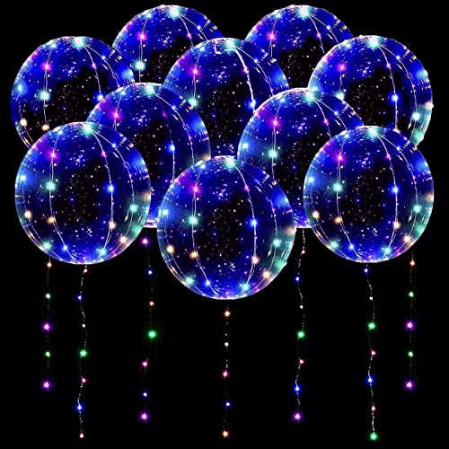 10 Pack Leuchtende Luftballons, LED Luftballons Bunt Transparente Luftballon, Bobo ballon mit Lichterketten 10 Pack Leuchtende Luftballons, LED Luftballons Bunt Transparente Luftballon, Bobo ballon mit Lichterketten von Phyooest