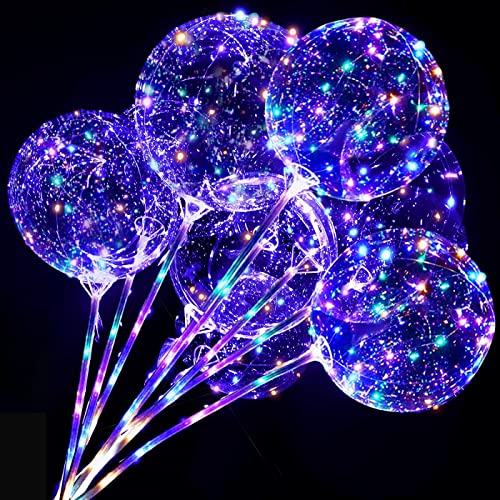 10 Pack Wiederverwendbare LED Luftballon mit Stäbe, 40cm Bunt Luftballon Helium Leuchtende Luftballons, Led Ballons BoBo Luftballons für Hochzeit Party Geburtstage Feste Dekoration von Phyooest