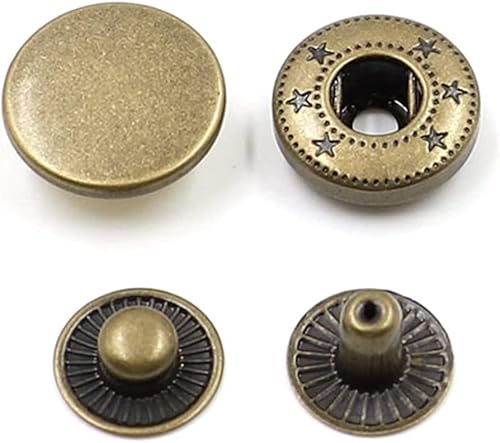 Druckknöpfe, Metall-Druckknopf, Druckknopfverschluss, 10 Sets 10–20 mm Metall-Nähknöpfe for Nähen von Lederhandwerk, Kleidertaschen, 12 mm (Farbe: Goldfarbe, Größe: 15 mm) (Color : Bronze Color, Siz von PiWine