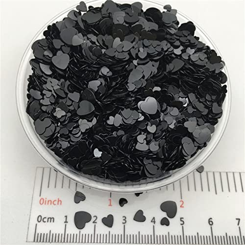 PVC-Pailletten, 3 mm, 4 mm, 6 mm, Herz, PVC, lose Pailletten, Glitzer-Pailletten for Nagelkunst, Maniküre, Hochzeit, Konfetti, Ornament, Bastelzubehör (Farbe: Rot) (Color : Black, Size : Pack of 1) von PiWine