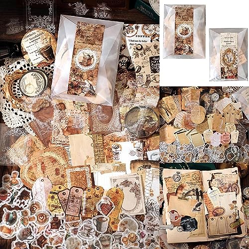 400 Stück Vintage Scrapbooking Stickers Set, Vintage Stickers Dekorative Papier Zubehör, Journal Aesthetic Sticker Retro Dekorative Sticker für Sammelalbum Scrapbook Zubehör DIY Fotoalbum 400 Stück Vintage Scrapbooking Stickers Set, Vintage Stickers Dekorative Papier Zubehör, Journal Aesthetic Sticker Retro Dekorative Sticker für Sammelalbum Scrapbook Zubehör DIY Fotoalbum von Piacolnic
