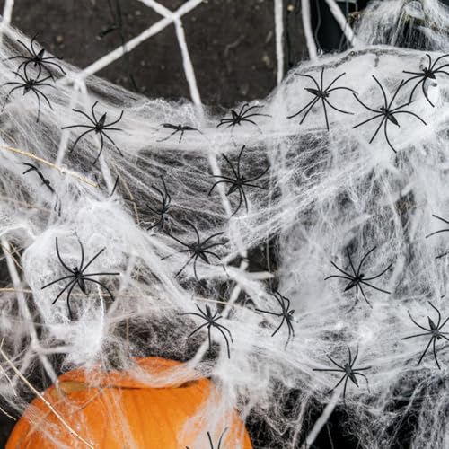 Halloween Spinnennetz Dekorationen mit 160g Spinnennetz und 20 Spinnen, für Indoor Tischdekoration Party Tür und Fenster Karneval Garten Horror, für Outdoor Halloween Spinnennetz Dekorationen mit 160g Spinnennetz und 20 Spinnen, für Indoor Tischdekoration Party Tür und Fenster Karneval Garten Horror, für Outdoor von Piashow