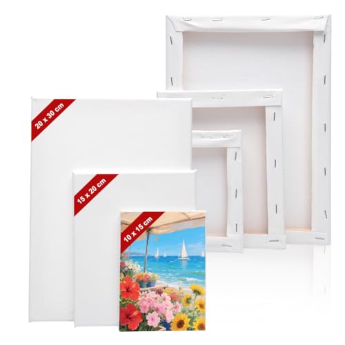 Leinwand zum Bemalen, 6 Stück Keilrahmen Set, Weiß Malen Canvas Painting Leinwände zum Bemalen aus 100% Baumwolle, 30x20, 20x15, 15x10 cm Leinwand zum Bemalen, 6 Stück Keilrahmen Set, Weiß Malen Canvas Painting Leinwände zum Bemalen aus 100% Baumwolle, 30x20, 20x15, 15x10 cm von Piashow