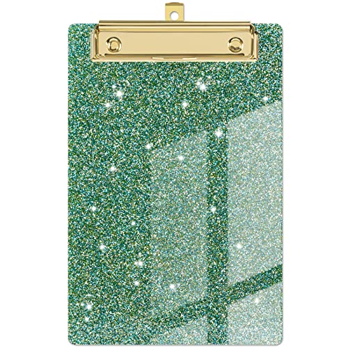 Piasoenc Acryl kleine Zwischenablage, Mode Glitter Zwischenablage, A5 Klemmbretter, niedlich Konfetti Klemmbretter für Kinder, Studenten, Lehrer, Frau, Künstler, grün von Piasoenc
