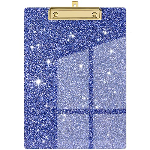 Piasoenc Acryl Klemmbretter, Mode Glitter Klemmbrett, Standard Letter Größe Klemmbrett, A4 Größe 12,5 "x 9", Cute Konfetti Klemmbretter für Frauen, Rose Gold Desk Bürobedarf und Zubehör von Piasoenc