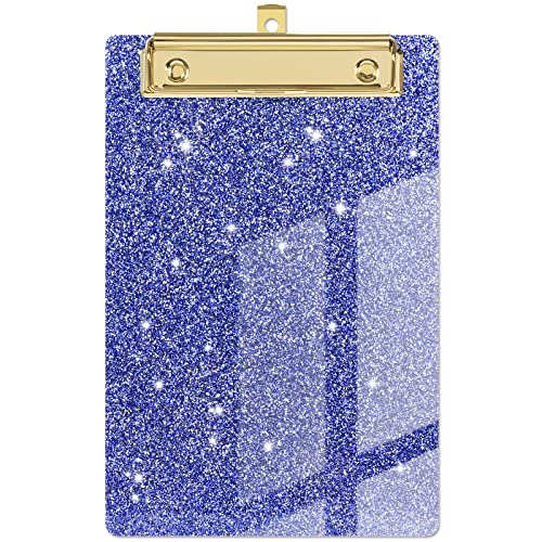 Piasoenc Acryl kleine Zwischenablage, Mode Glitter Zwischenablage, A5 Klemmbretter A5 Klemmbrett, niedlich Konfetti Klemmbretter für Kinder, Studenten, Lehrer, Frau, Künstler, Blau von Piasoenc