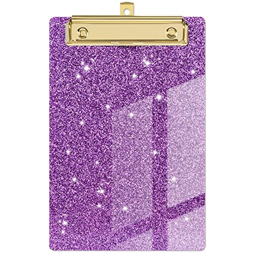 Piasoenc Acryl kleine Zwischenablage, Mode Glitter Zwischenablage, A5 Klemmbretter A5 Klemmbrett, niedlich Konfetti Klemmbretter für Kinder, Studenten, Lehrer, Frau, Künstler, Lila von Piasoenc