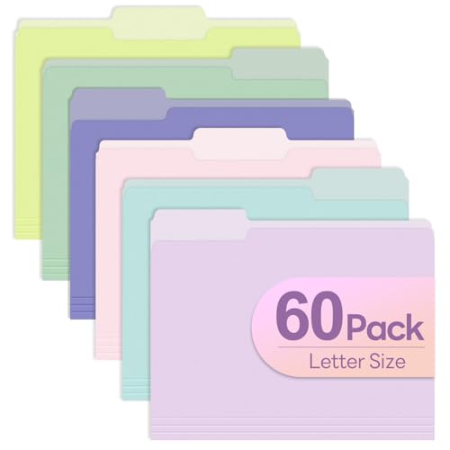 Piasoenc Farbige Aktenordner, 60 Stück, 1/3 Zuschnittregister, Briefformat, Ordner für 8,5 x 11 Dokumente, sortiert, 6 Farben, für Büro, Schule, Geschäft Piasoenc Farbige Aktenordner, 60 Stück, 1/3 Zuschnittregister, Briefformat, Ordner für 8,5 x 11 Dokumente, sortiert, 6 Farben, für Büro, Schule, Geschäft von Piasoenc
