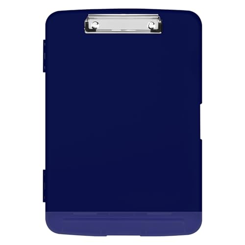 Piasoenc Klemmbrett mit Lagerung, Lagerung Klemmbretter mit Stifthalter und A4 Legal Papier Ordner, Heavy Duty Kunststoff, Folio & Side-Opening, Low Profile Clip, für Lehrer, Navy Blue von Piasoenc