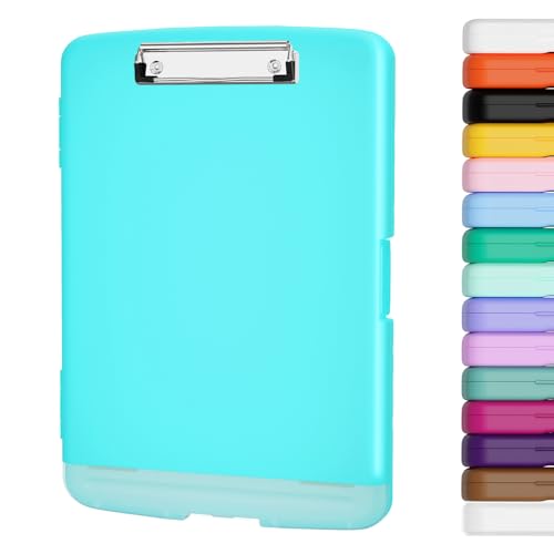 Piasoenc Klemmbrett mit Lagerung, Lagerung Klemmbretter mit Stifthalter und A4 Legal Papier Ordner, Heavy Duty Kunststoff, Folio & Side-Opening, Low Profile Clip, für Lehrer, Peacock Green von Piasoenc