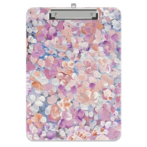Piasoenc Kunststoff Klemmbrett, Niedliche dekorative Klemmbretter, 31,5 x 22,5 CM, A4 Standard Letter Größe hart Klemmbrett mit Metall-Clip, Büro Klemmbretter für Studenten, Büro, Blume von Piasoenc