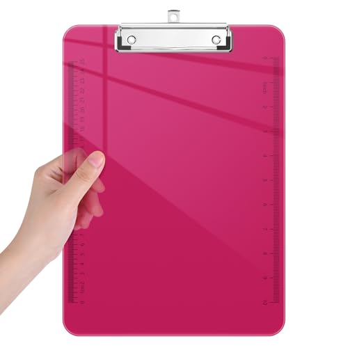 Piasoenc Plastic Clipboards, Translucent Clip Board with Low Profile, Purple Clipboard with Ruler,Office Clipboards, School Supplies, Letter Size 12.5 x 9 Inches, Red Piasoenc Plastic Clipboards, Translucent Clip Board with Low Profile, Purple Clipboard with Ruler,Office Clipboards, School Supplies, Letter Size 12.5 x 9 Inches, Red von Piasoenc