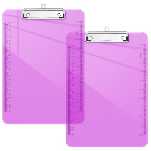 Piasoenc Kunststoff-Klemmbretter, durchscheinendes Lineal, Klemmbrett mit niedrigem Profil, Bürobedarf, Schulbedarf, Briefgröße 22,9 x 32,5 cm, Hellviolett, 2 Stück Piasoenc Kunststoff-Klemmbretter, durchscheinendes Lineal, Klemmbrett mit niedrigem Profil, Bürobedarf, Schulbedarf, Briefgröße 22,9 x 32,5 cm, Hellviolett, 2 Stück von Piasoenc