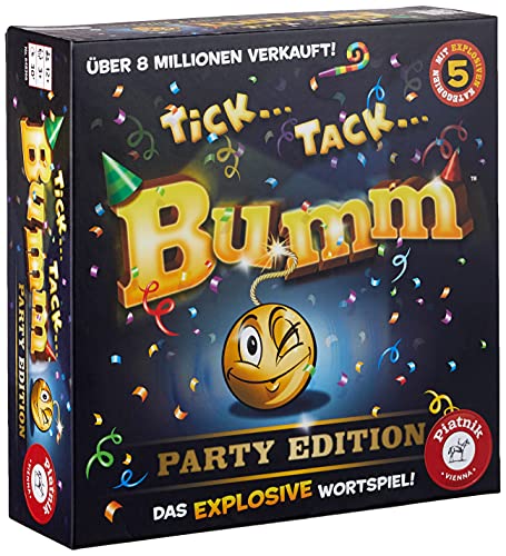 Piatnik 6483 Tick Tack Bumm Party-Edition des Spieleklassikers | ab 12 Jahren geeignet | Das Explosive Wortspiel | Denken, Schlagfertigkeit und Vorstellungsvermögen sind gefordert, Mehrfarbig von Piatnik