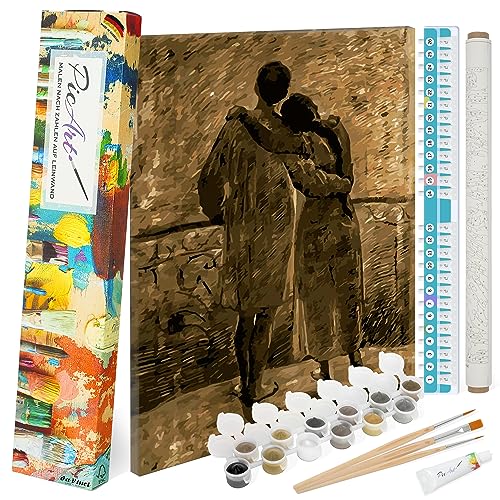 PicArt Malen nach Zahlen Set - Morbelli Junges Pärchen 40cm x 50cm Leinwand – mit Acrylfarben & da Vinci Pinsel – Made in Germany, ohne Rahmen von PicArt