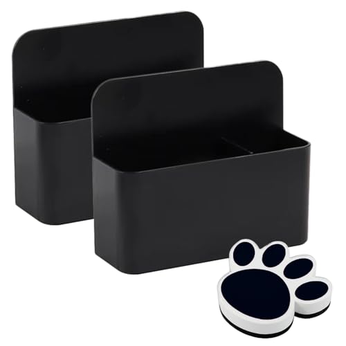 Picassosky Magnetischer trocken abwischbarer Marker-Halter, schwarzer magnetischer Marker-Halter für Whiteboard mit Push-Pin Magneten, magnetischer Marker-Halter für Kühlschrank, 2 Stück von Picassosky