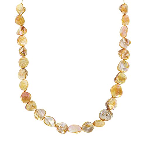 Perlmutt Plättchen, Muschel Chips - gelb - 1 Perlen Strang mit ca. 21 Scheiben, flache Perlen von Piccolino Bastelbedarf