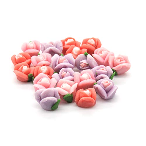 Piccolino Bastelbedarf Keramik Rosen 5mm zum Dekorieren, Verzieren, Streudeko Hochzeit - 21 Stück, 3 Farben Rot, Pink Lila von Piccolino Bastelbedarf