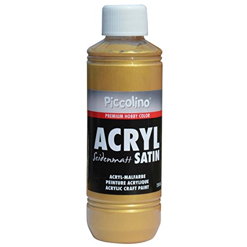Acrylfarbe seidenmatt Gold 250ml Flasche - Piccolino Acryl Satin, Premium Hobby Color von Piccolino