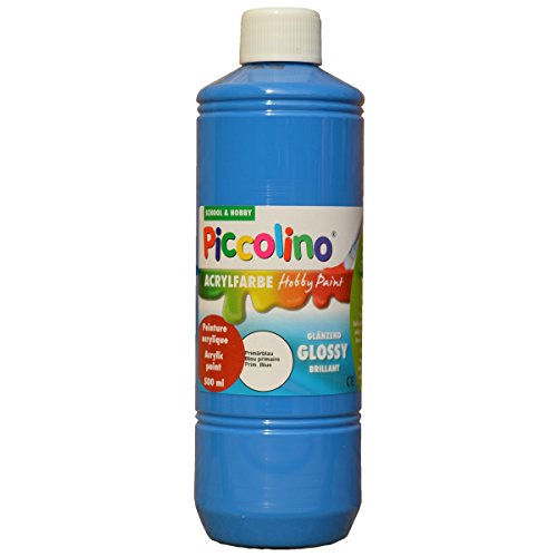 Glänzende Acrylfarbe Piccolino Hobby Paint, Primär-Blau 500ml Flasche von Piccolino