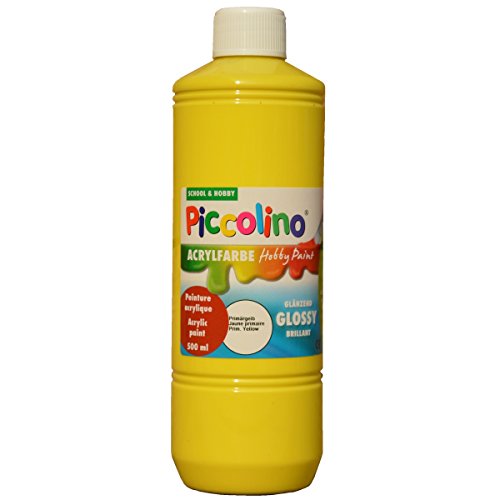 Glänzende Acrylfarbe Piccolino Hobby Paint, Primär-Gelb 500ml Flasche von Piccolino