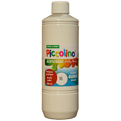 Glänzende Acrylfarbe Piccolino Hobby Paint, Weiß 500ml Flasche von Piccolino