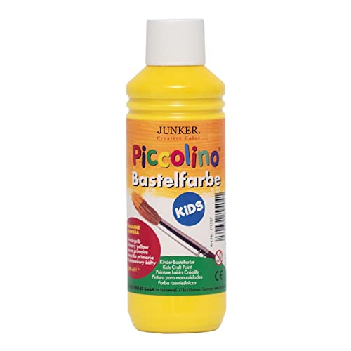 Piccolino 111527 - Kinder-Bastelfarbe Kids primärgelb 250ml - Gouache Tempera Kindermalfarbe auf Wasserbasis für Kindergarten Grundschule von Piccolino