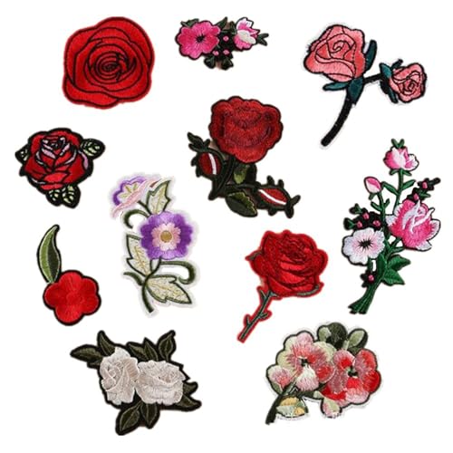 11 x bestickte Aufnäher zum Aufbügeln mit Rosenblüten, bestickt, zum Aufnähen auf Kleidung, Jacken 11 x bestickte Aufnäher zum Aufbügeln mit Rosenblüten, bestickt, zum Aufnähen auf Kleidung, Jacken von Piceioep