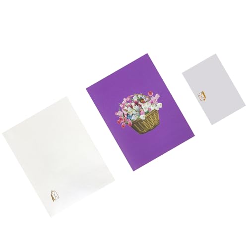 3D-Karte, Blumen-Korb mit Schmetterlingen, stilvolle Grußkarte mit Umschlag, handgefertigte Jubiläumskarte für Paare 3D-Karte, Blumen-Korb mit Schmetterlingen, stilvolle Grußkarte mit Umschlag, handgefertigte Jubiläumskarte für Paare von Piceioep