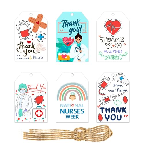 60 Stück Krankenschwestertags-Dekoration, handgefertigt, Dankeskarten, Anhänger zum Aufhängen für Medizin, Party und nationale Krankenschwesterwoche 60 Stück Krankenschwestertags-Dekoration, handgefertigt, Dankeskarten, Anhänger zum Aufhängen für Medizin, Party und nationale Krankenschwesterwoche von Piceioep