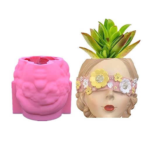 Blumentopf-Silikonformen, geblendetes Mädchen, Blumentopf, Epoxidharz, Gießhalter, Harzform, Aufbewahrungsbox von Piceioep