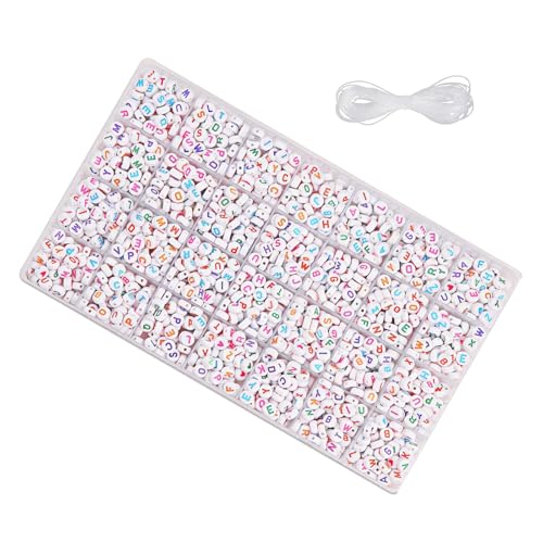 Buchstabenperlen für Bastelbedarf, Schmuckherstellung, bunte, runde Designs mit elastischer Schnur, für den täglichen Gebrauch, 1850 Stück Buchstabenperlen für Bastelbedarf, Schmuckherstellung, bunte, runde Designs mit elastischer Schnur, für den täglichen Gebrauch, 1850 Stück von Piceioep