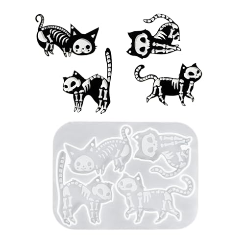 Lebensmittelechtes Silikon, Totenkopf, Katzen, Halloween, Bastelwerkzeug für Harz, Schlüsselanhänger, Anhänger, Dekorationen, einfaches Entformen, handgefertigter Schmuck, Silikon Lebensmittelechtes Silikon, Totenkopf, Katzen, Halloween, Bastelwerkzeug für Harz, Schlüsselanhänger, Anhänger, Dekorationen, einfaches Entformen, handgefertigter Schmuck, Silikon von Piceioep