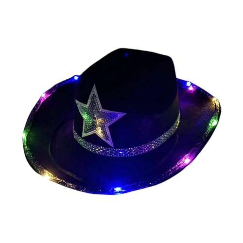 Piceioep Cowgirl-Hut mit Schmucksteinen, schwer, beleuchtet, Panama-Hut, Überraschung, Mädchen, Jungen, Brauthut für Karneval, Musikfestival Piceioep Cowgirl-Hut mit Schmucksteinen, schwer, beleuchtet, Panama-Hut, Überraschung, Mädchen, Jungen, Brauthut für Karneval, Musikfestival von Piceioep