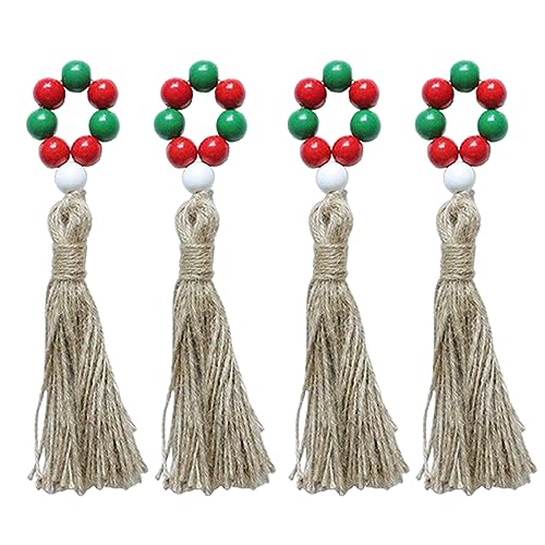 Serviettenschnallen aus Holz mit Holzperlen, Serviettenhalter, Weihnachtsdekoration, Serviettenschnalle, 4 Stück Serviettenschnallen aus Holz mit Holzperlen, Serviettenhalter, Weihnachtsdekoration, Serviettenschnalle, 4 Stück von Piceioep